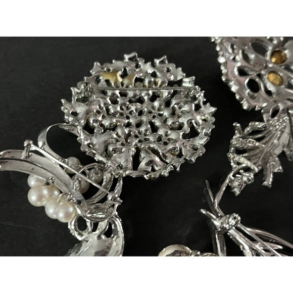 VINTAGE HIGH END Brooches 16pcs MISSING RHINESTONES ALL WEARABLE/ Most Unsigned - Picture 16 of 16